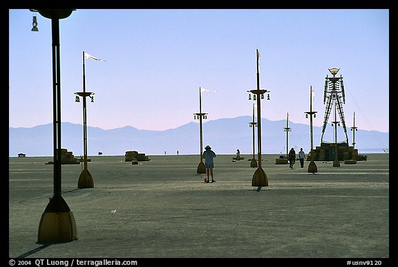Art installations in the desert, Black Rock Desert. Nevada, USA (color)
