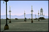 Art installations in the desert, Black Rock Desert. Nevada, USA (color)