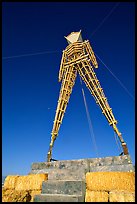 The Man, a symbolic sculpture burned at the end of the Burning Man festival, Black Rock Desert. Nevada, USA