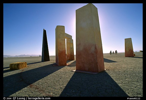 Art installations on the playa, Black Rock Desert. Nevada, USA (color)