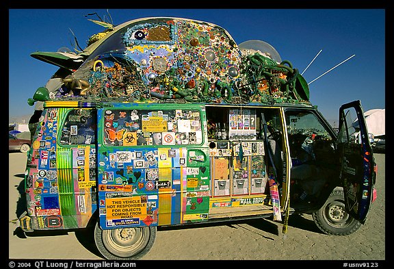 Decorated WV bus, Black Rock Desert. Nevada, USA