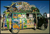 Decorated WV bus, Black Rock Desert. Nevada, USA