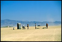 Line at the toilet, Black Rock Desert. Nevada, USA ( color)