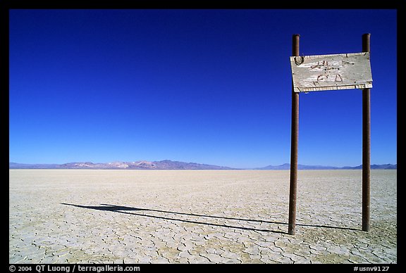 Sign in the middle of nowhere, Black Rock Desert. Nevada, USA (color)