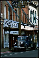 Old truck and storefronts. Virginia City, Nevada, USA