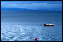 Boat, dusk, South Lake Tahoe, California. USA (color)