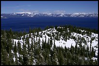 Lake in winter seen from the western mountains, Lake Tahoe, California. USA