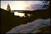 Water rushing down Eagle Falls, sunrise, Emerald Bay, California. USA (color)