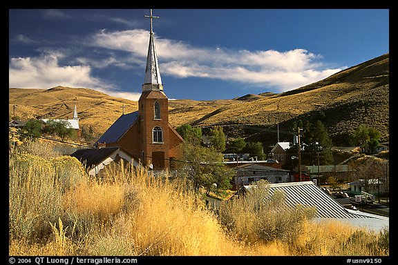 Church and town, Austin. Nevada, USA