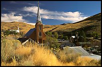 Church and town, Austin. Nevada, USA (color)