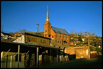 Main Street and church, sunset, Austin. Nevada, USA ( color)