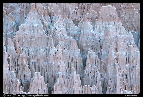 Patterns formed by erosion in the soft bentonite clay, Cathedral Gorge State Park. Nevada, USA (color)