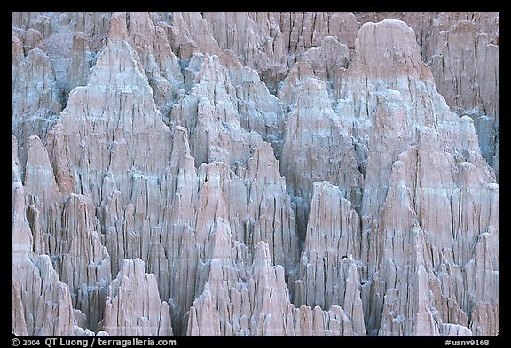 Patterns formed by erosion in the soft bentonite clay, Cathedral Gorge State Park. Nevada, USA