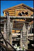 Cabin with old mining equipment, Pioche. Nevada, USA