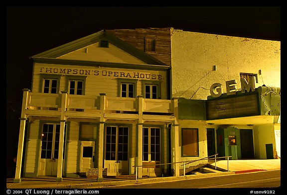 Opera house by night, Pioche. Nevada, USA (color)