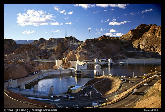 Reservoir and dam. Hoover Dam, Nevada and Arizona (color)