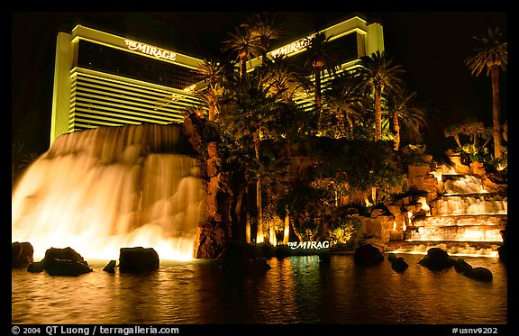 Mirage casino by night. Las Vegas, Nevada, USA (color)