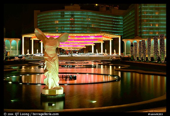 Caesar's Palace casino by night. Las Vegas, Nevada, USA (color)