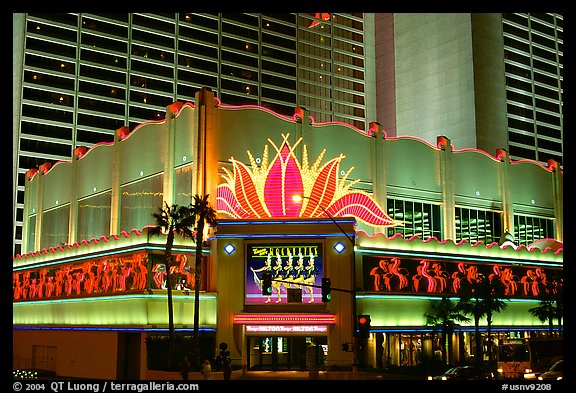 Flamingo casino by night. Las Vegas, Nevada, USA