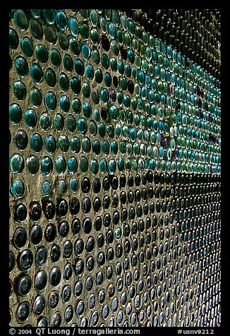 Bottles making up a wall, Rhyolite. Nevada, USA (color)