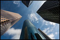 Looking up Skyline District high-rises. Houston, Texas, USA ( color)