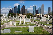 Congregation Beth Israel Cemetery and skyline. Houston, Texas, USA ( color)