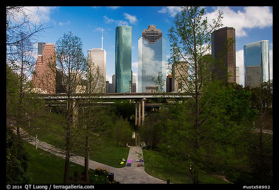 Skyline from park. Houston, Texas, USA (color)