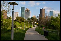 Path in park and skyline. Houston, Texas, USA ( color)