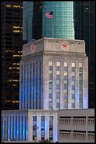 Mix of downtown buildings at dusk. Houston, Texas, USA ( color)