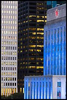 Detail of downtown buildings at dusk. Houston, Texas, USA ( color)