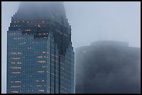 Skyscrapers reaching out for clouds at dawn. Houston, Texas, USA ( color)