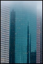 Top of skyscrapers capped by fog. Houston, Texas, USA ( color)