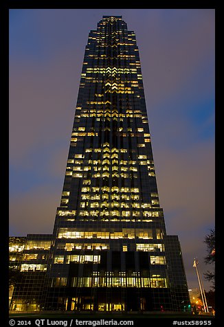 Williams (Transco) Tower at night. Houston, Texas, USA (color)