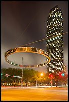 Street intersection and Williams Tower at night. Houston, Texas, USA ( color)