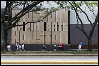 Children strolling in front of Museum of Fine Arts. Houston, Texas, USA ( color)