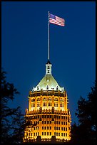 Tower Life Building at night. San Antonio, Texas, USA ( color)