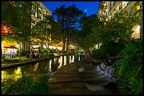 Waterfall at dusk, Riverwalk. San Antonio, Texas, USA ( color)