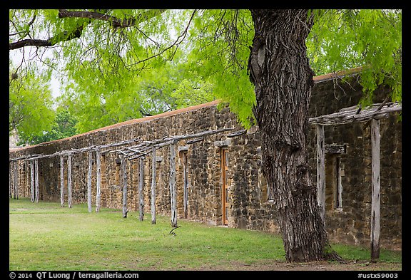 Protective wall, Mission San Jose. San Antonio, Texas, USA (color)