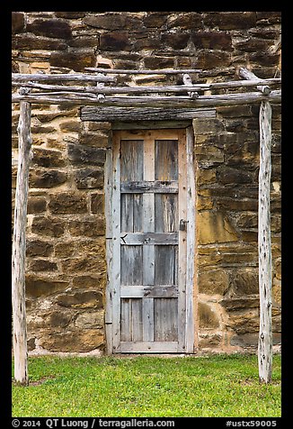 Native American door, Mission San Jose. San Antonio, Texas, USA (color)