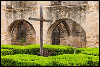 Cross in courtyard, Mission San Jose. San Antonio, Texas, USA