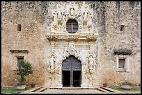 Facade of Mission San Jose church. San Antonio, Texas, USA