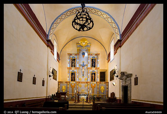 Altar, Mission San Jose church. San Antonio, Texas, USA (color)
