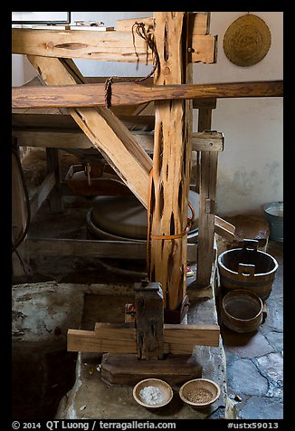 Interior of mill, Mission San Jose. San Antonio, Texas, USA (color)