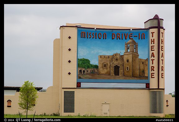 Mission drive-in theatre. San Antonio, Texas, USA (color)