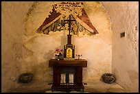 Secondary altar in adobe room, Mission Concepcion. San Antonio, Texas, USA