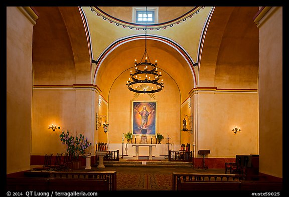 Interior of the church, Mission Concepcion. San Antonio, Texas, USA (color)