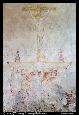 Interior fresco, Mission Concepcion. San Antonio, Texas, USA (color)