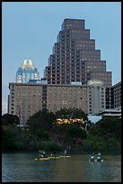 Water bicycles on Austin Lake at dusk. Austin, Texas, USA ( color)