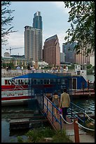 Skyline from Lake Austin at night. Austin, Texas, USA ( color)