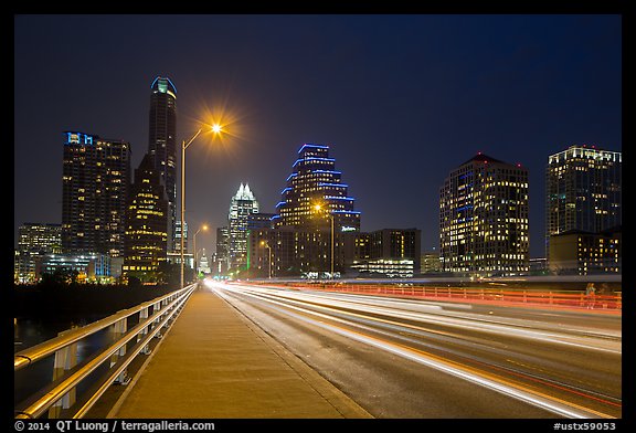 Skyline from Congress Avenue Bridge. Austin, Texas, USA (color)